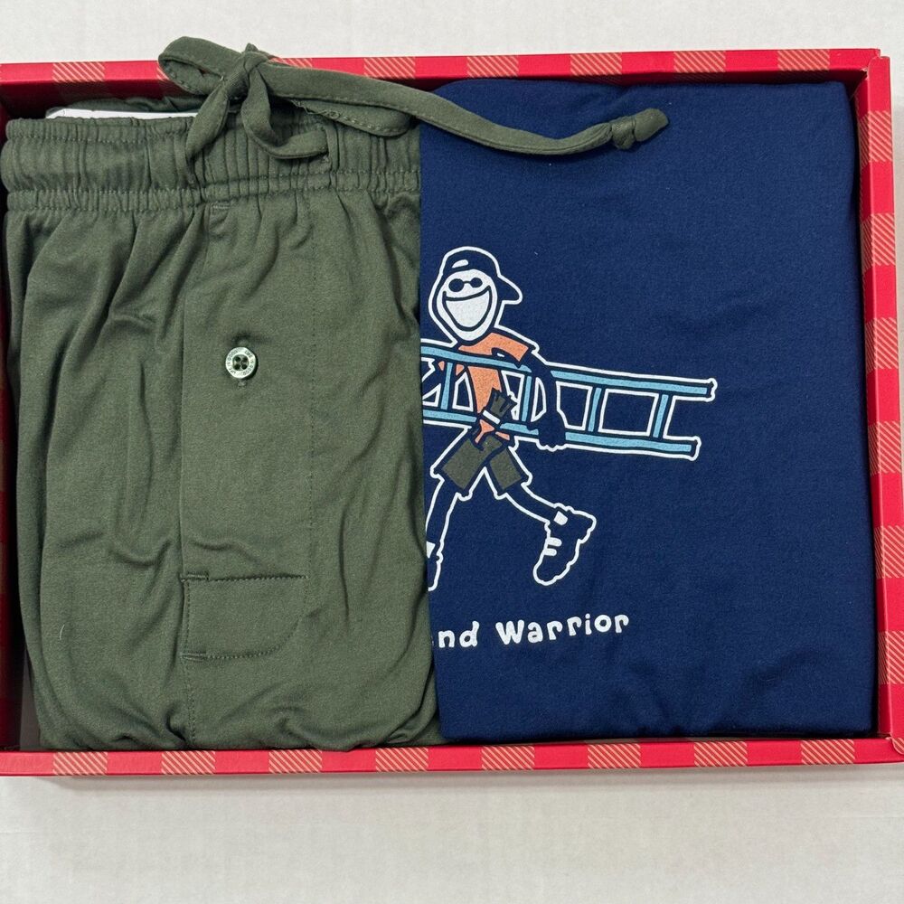 Life Is Good Men's Pajama Set Sz M Long Sleeve Crew & Knit Pants